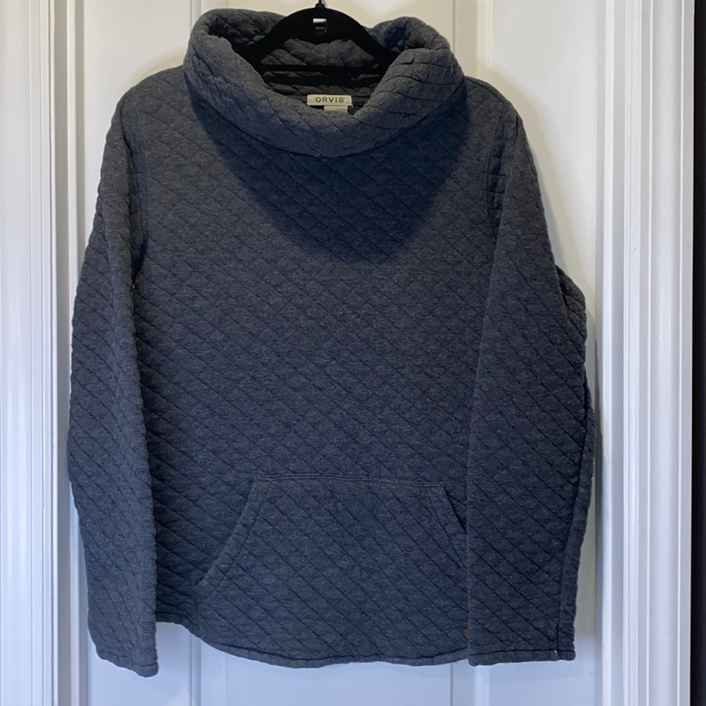 Orvis Quilted Cowl Pullover Sweatshirt With Front Pocket size M